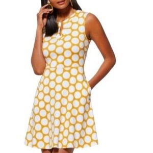 New York & Company Yellow Polka Dot Sleeveless Dress